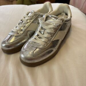Silver and White Sneakers